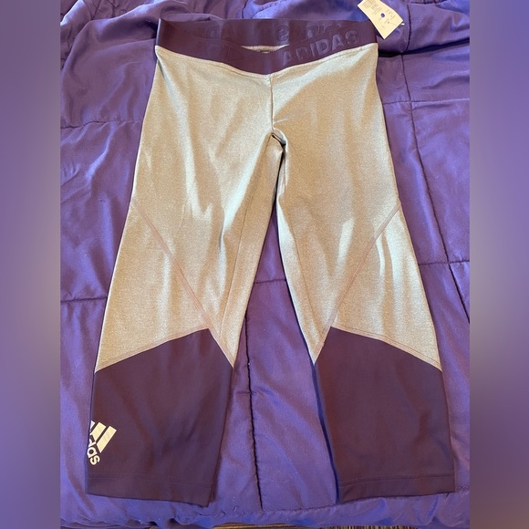 Adidas Grey/Purple Tights Size Large - Picture 2 of 9